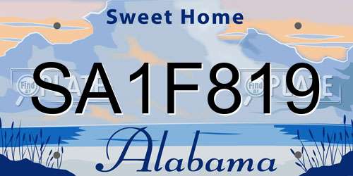 SA1F819 Alabama License Plate