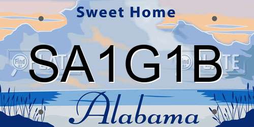 SA1G1B Alabama License Plate