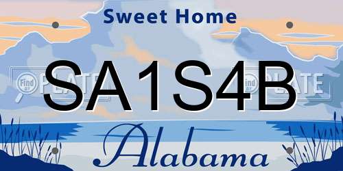 SA1S4B Alabama License Plate