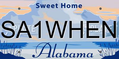 SA1WHEN Alabama License Plate