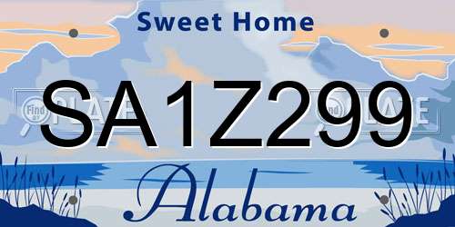SA1Z299 Alabama License Plate