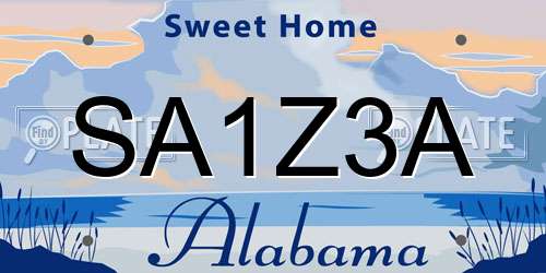 SA1Z3A Alabama License Plate