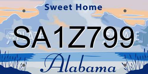SA1Z799 Alabama License Plate