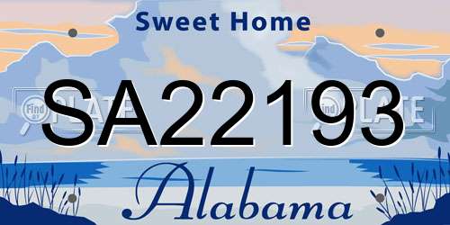 SA22193 Alabama License Plate