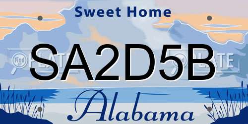 SA2D5B Alabama License Plate
