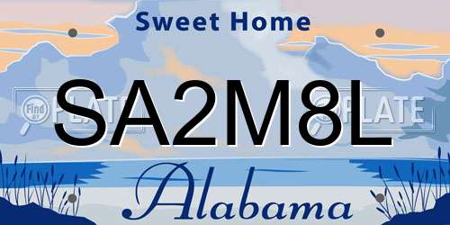 SA2M8L Alabama License Plate