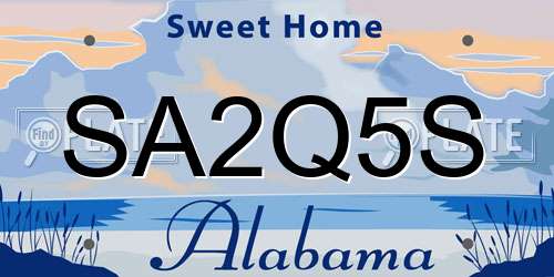 SA2Q5S Alabama License Plate
