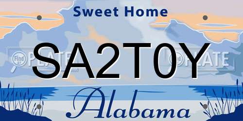 SA2T0Y Alabama License Plate