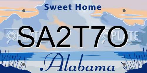 SA2T7O Alabama License Plate