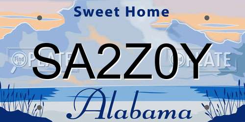 SA2Z0Y Alabama License Plate