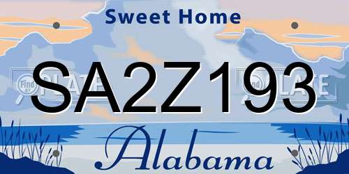 SA2Z193 Alabama License Plate
