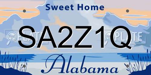 SA2Z1Q Alabama License Plate