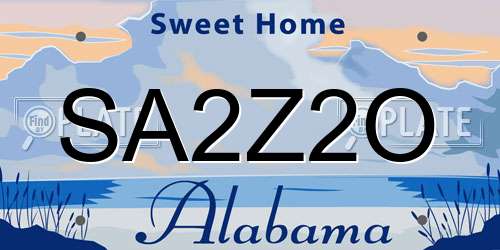 SA2Z2O Alabama License Plate