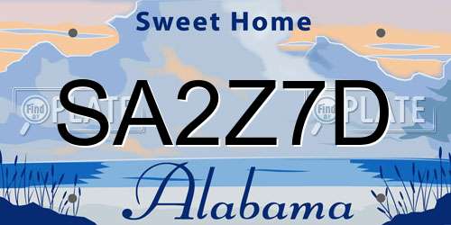 SA2Z7D Alabama License Plate