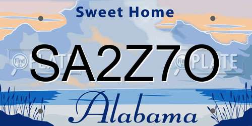 SA2Z7O Alabama License Plate