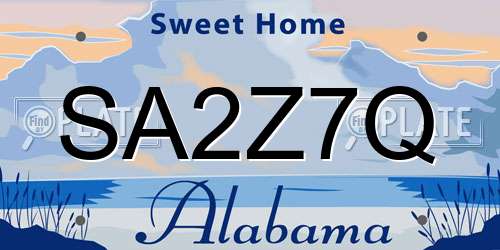 SA2Z7Q Alabama License Plate