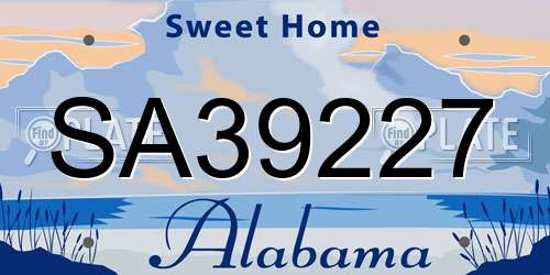 SA39227 Alabama License Plate