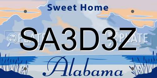 SA3D3Z Alabama License Plate