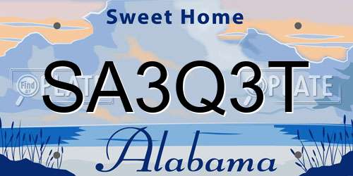 SA3Q3T Alabama License Plate