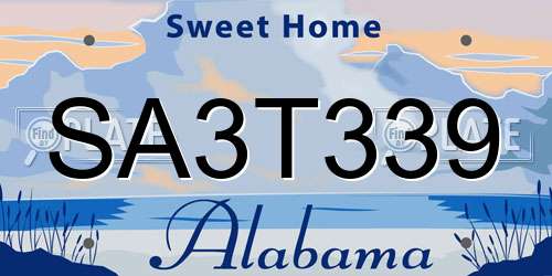 SA3T339 Alabama License Plate