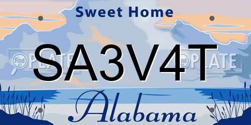 SA3V4T Alabama License Plate