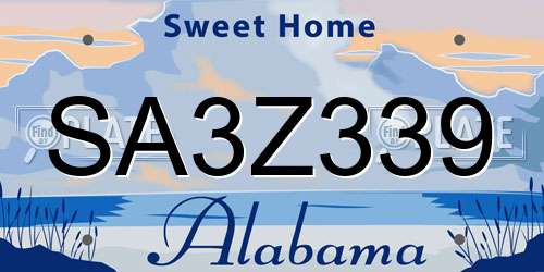 SA3Z339 Alabama License Plate