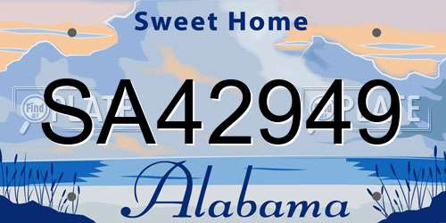 SA42949 Alabama License Plate