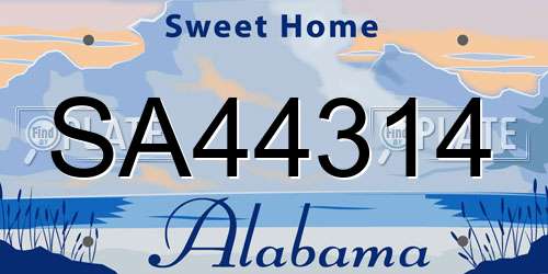 SA44314 Alabama License Plate