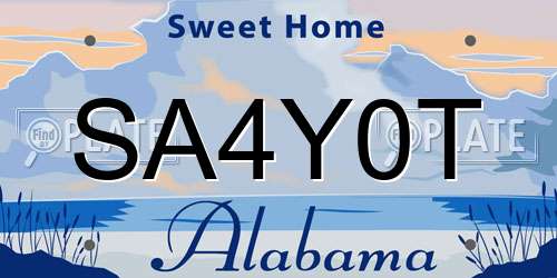 SA4Y0T Alabama License Plate