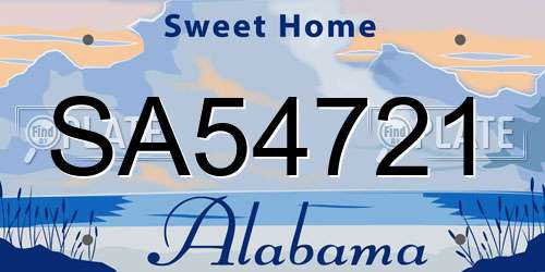 SA54721 Alabama License Plate