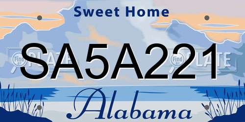 SA5A221 Alabama License Plate