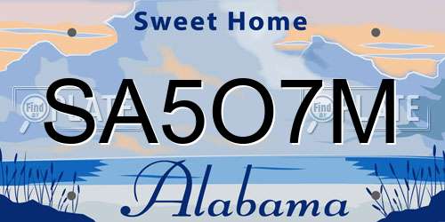 SA5O7M Alabama License Plate