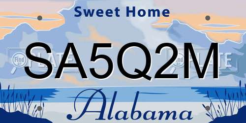 SA5Q2M Alabama License Plate