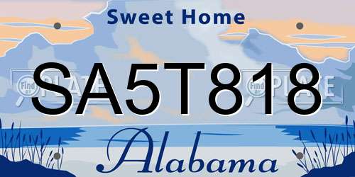 SA5T818 Alabama License Plate