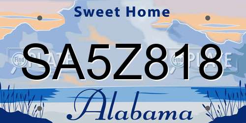SA5Z818 Alabama License Plate