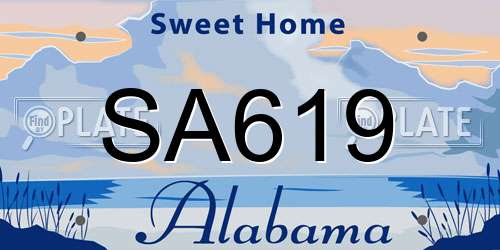 SA619 Alabama License Plate