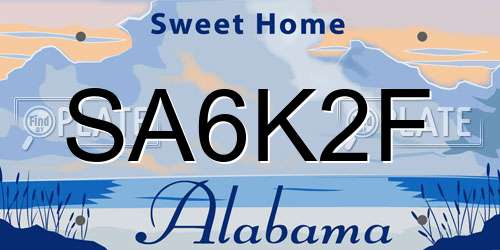 SA6K2F Alabama License Plate