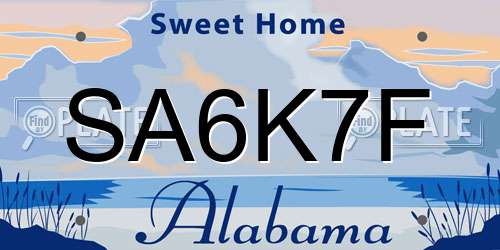 SA6K7F Alabama License Plate