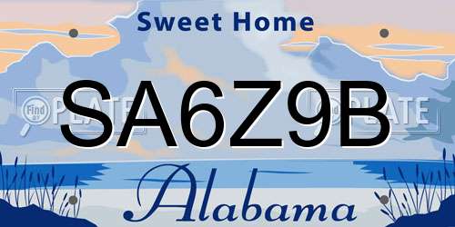 SA6Z9B Alabama License Plate