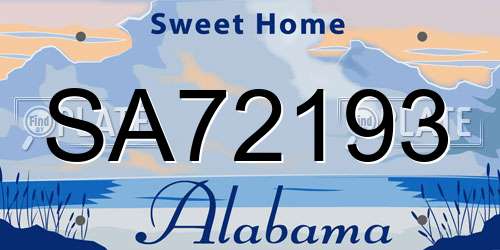 SA72193 Alabama License Plate