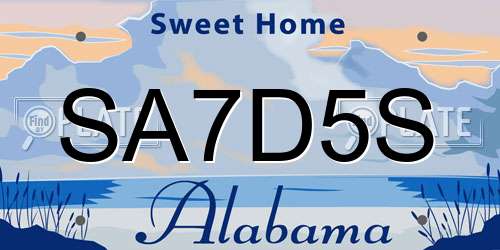 SA7D5S Alabama License Plate