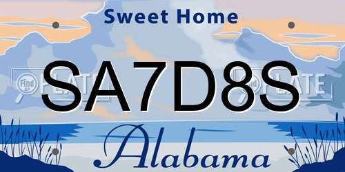 SA7D8S Alabama License Plate