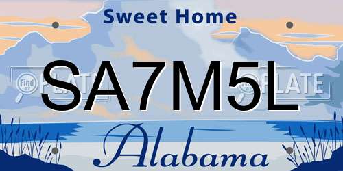 SA7M5L Alabama License Plate