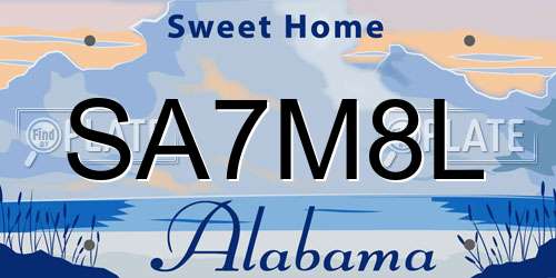 SA7M8L Alabama License Plate