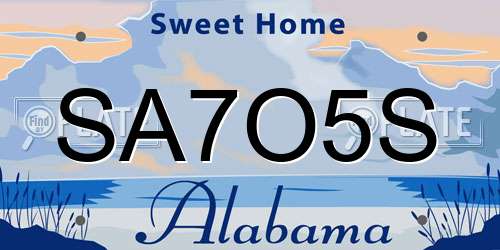 SA7O5S Alabama License Plate