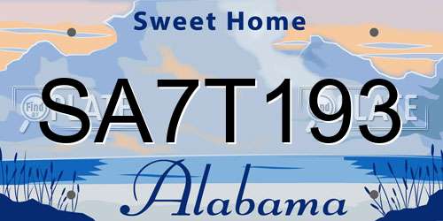 SA7T193 Alabama License Plate