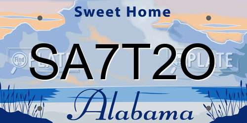 SA7T2O Alabama License Plate
