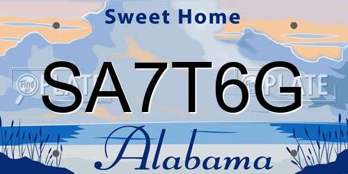 SA7T6G Alabama License Plate