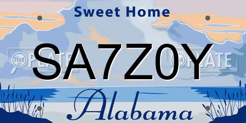 SA7Z0Y Alabama License Plate