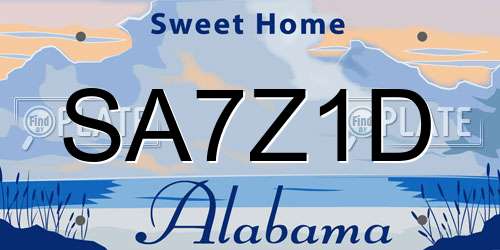SA7Z1D Alabama License Plate